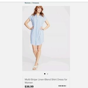 Old Navy Multi-Stripe Linen-Blend Shirt Dress
